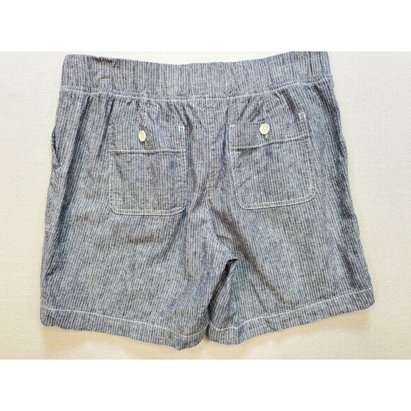 Talbots Womens Linen-Blend Shorts Size 6P Blue Striped Drawstring Lounge Summer - Picture 10 of 12